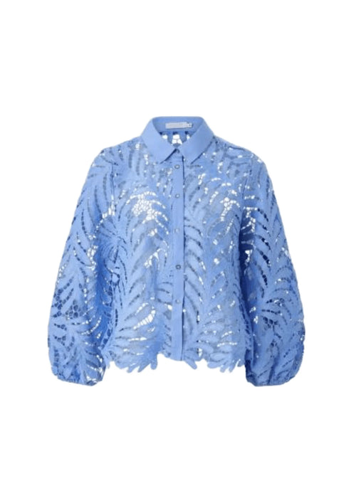 SKY BLUE FLORAL LACE BLOUSE