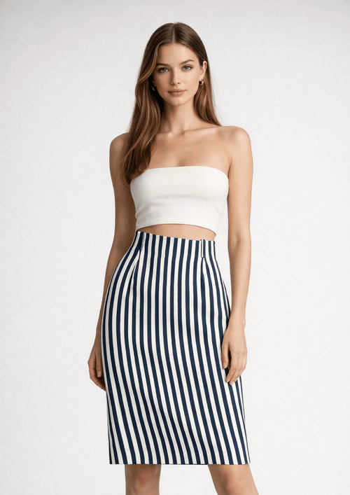 JUPE RAYÉE BLEUE