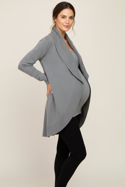 Cardigan long de grossesse gris