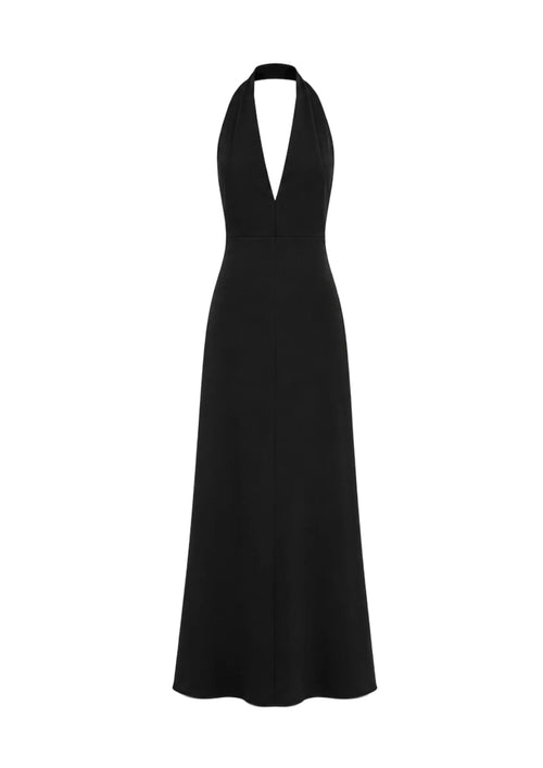 OPEN BACK LONG HALTER DRESS