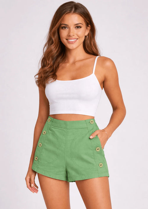 GREEN BUTTONED SHORTS