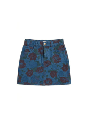 FLOWER DENIM MINI SKIRT