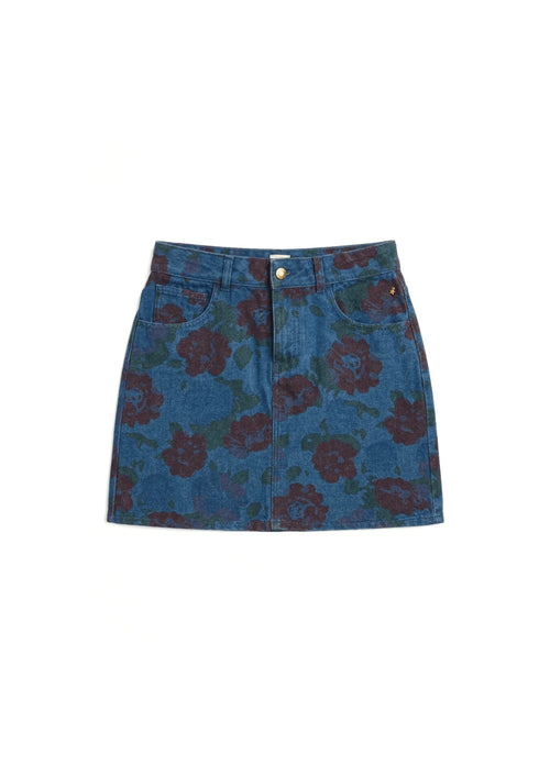 FLOWER DENIM MINI SKIRT
