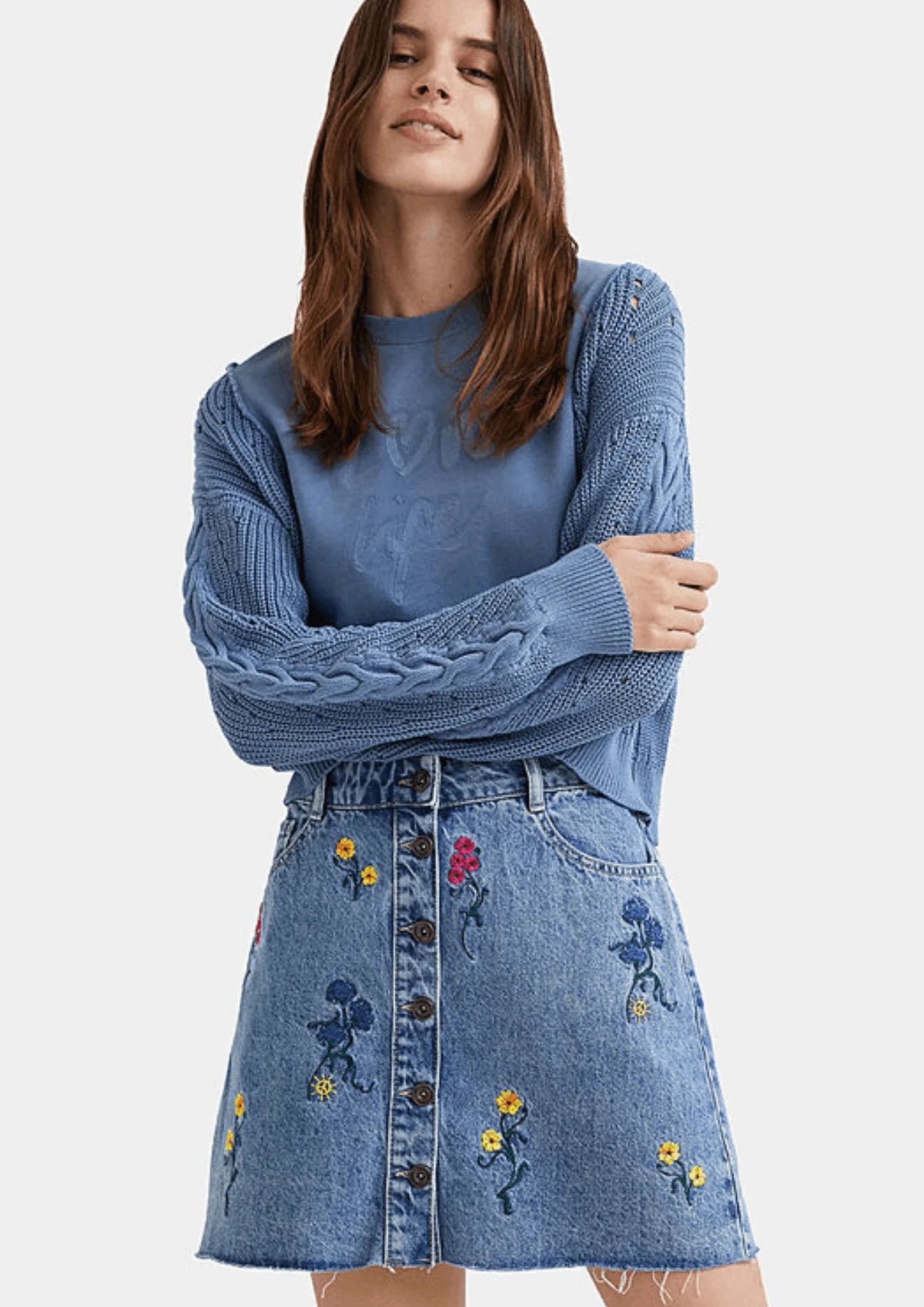 FLORAL BERNA DENIM SKIRT