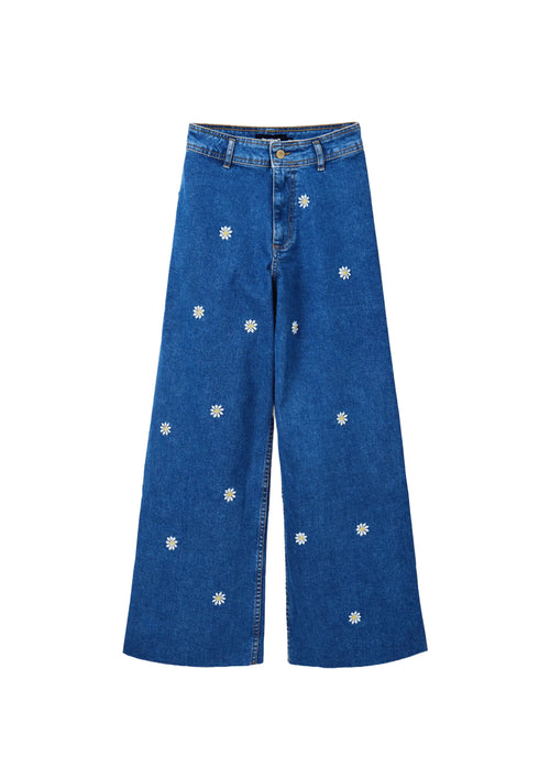 DENIM DAISY CROPPED TROUSERS