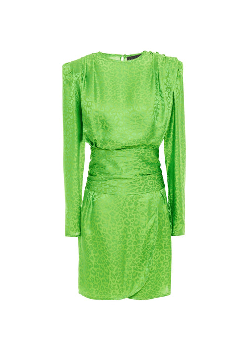 Neongrün -Satin -Mini -Kleid