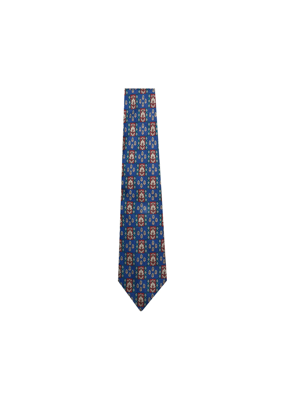 BLUE PRINTED SILK TIE