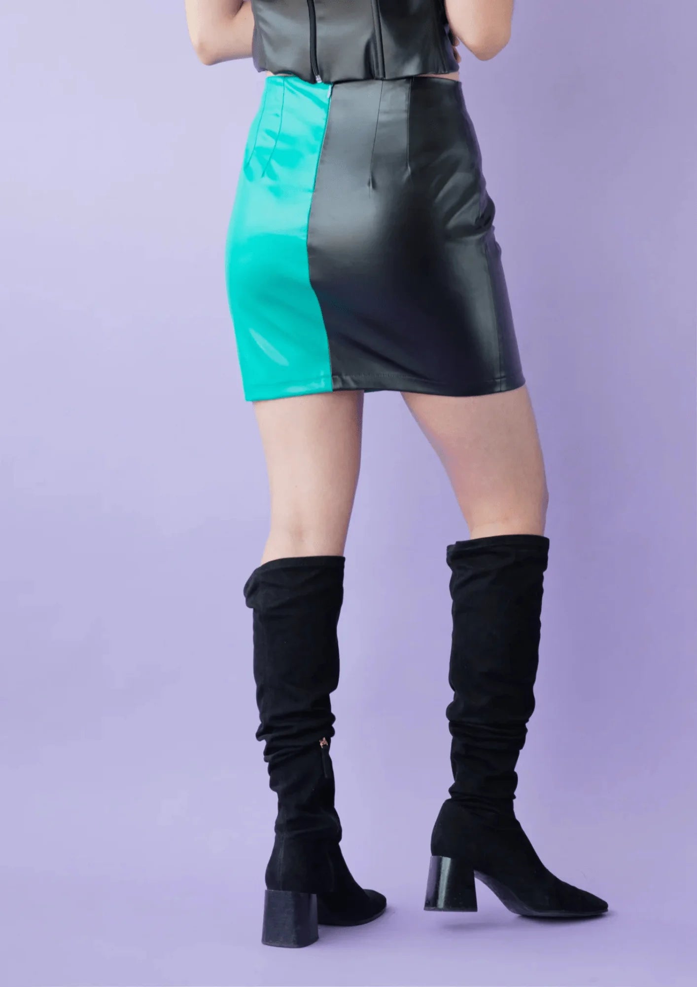 JADE & BLACK VEGAN LEATHER SKIRT