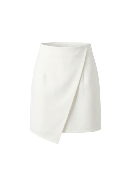 WHITE ASYMMETRICAL MINI SKIRT