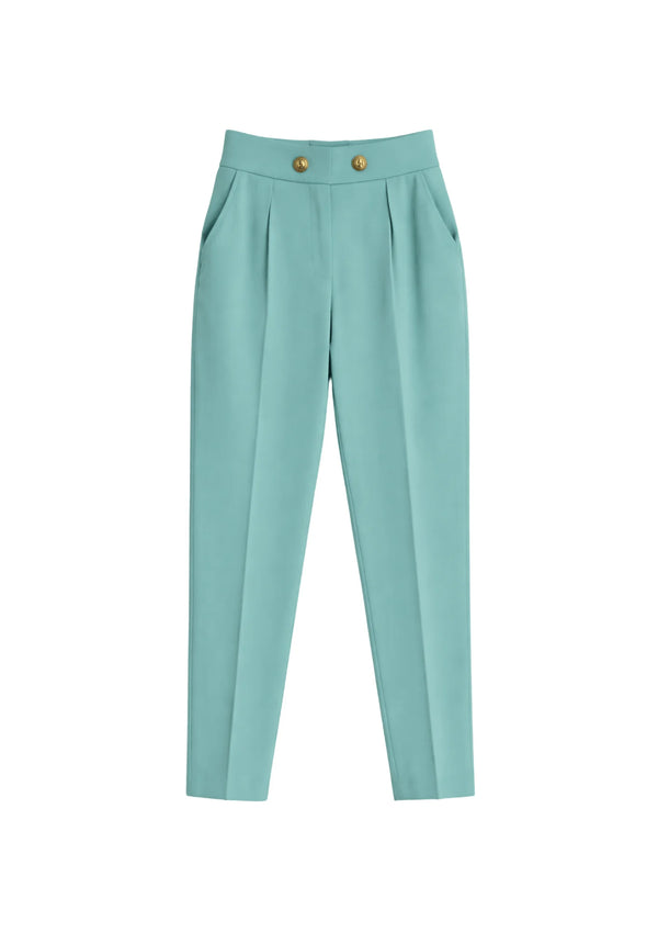 GREEN STRAIGHT TROUSERS