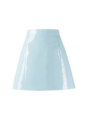 CELESTE BLUE VINYL MINI SKIRT