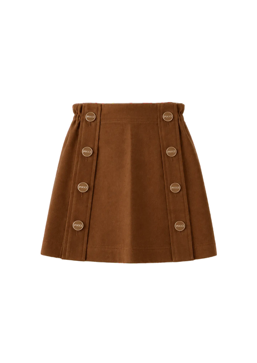BROWN LINEN MINI SKIRT