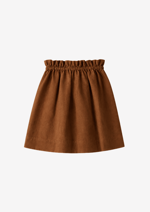 BROWN LINEN MINI SKIRT