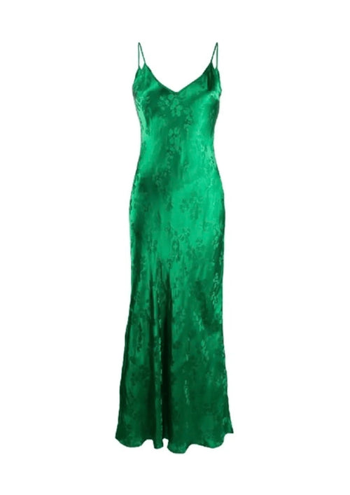 GREEN FLORAL JACQUARD DRESS