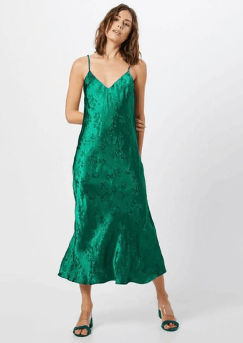 GREEN FLORAL JACQUARD DRESS