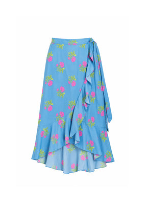 HELLBLAUER SADIE MIDI-ROCK MIT BLUMENMUSTER