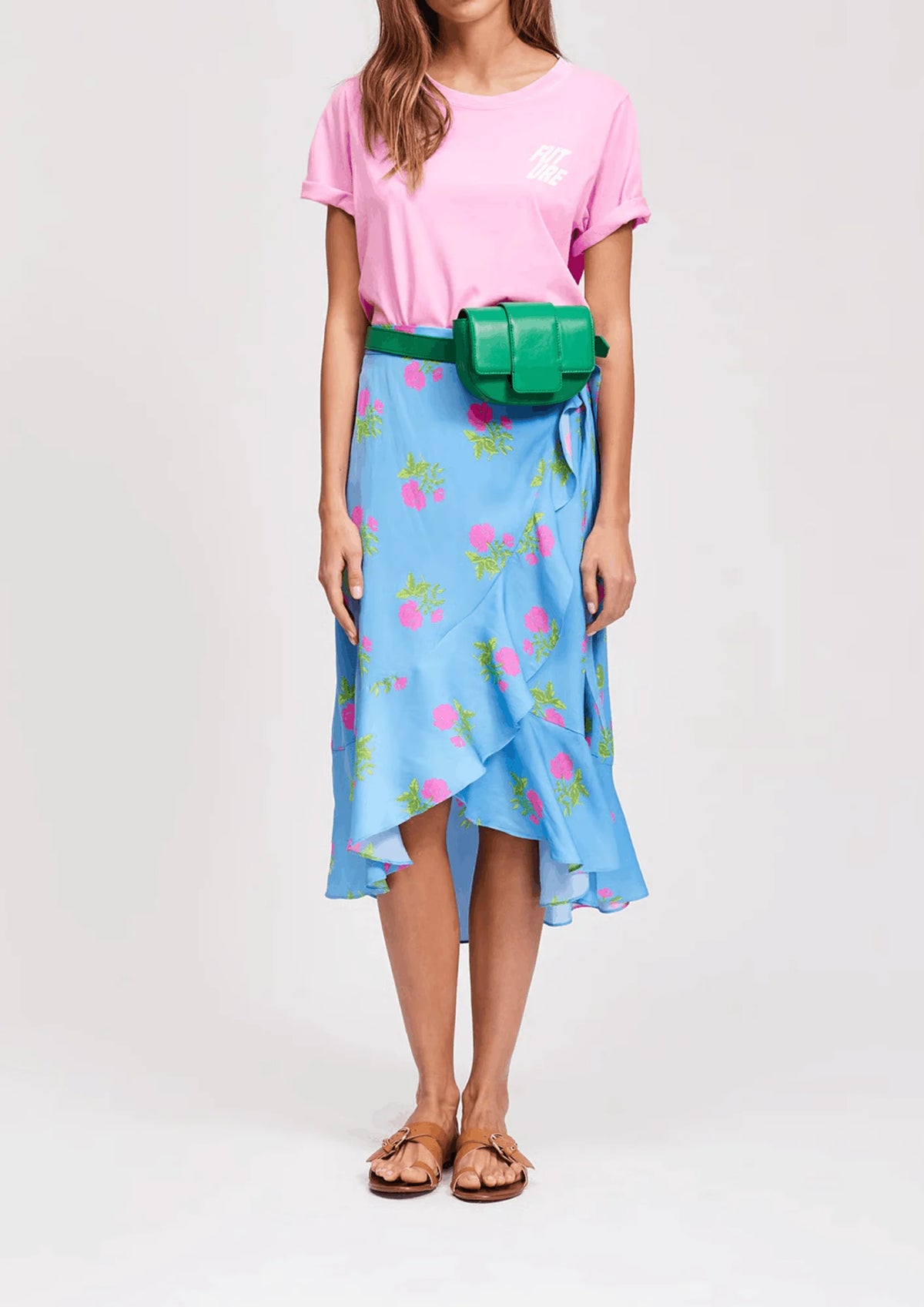 HELLBLAUER SADIE MIDI-ROCK MIT BLUMENMUSTER