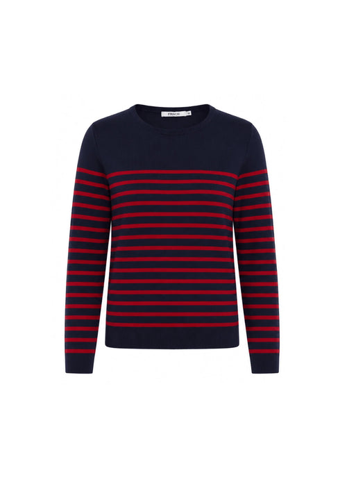 NAVY & RED STRIPED PULLOVER