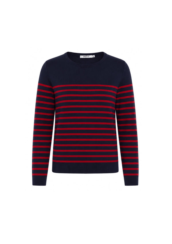 NAVY & RED STRIPED PULLOVER