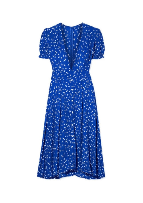 COBALT FARAH FLORAL MIDI DRESS