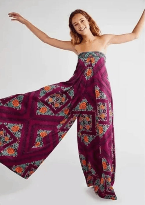 Combinaison Free People M Lilas et motifs colorés
