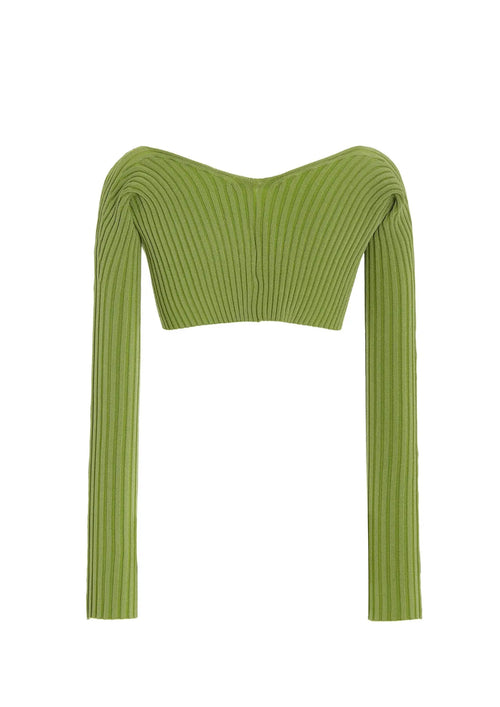 GRÜNES, KURZES STRICKTOP „PRALU“
