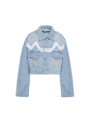 Veste en jean à franges recadrée