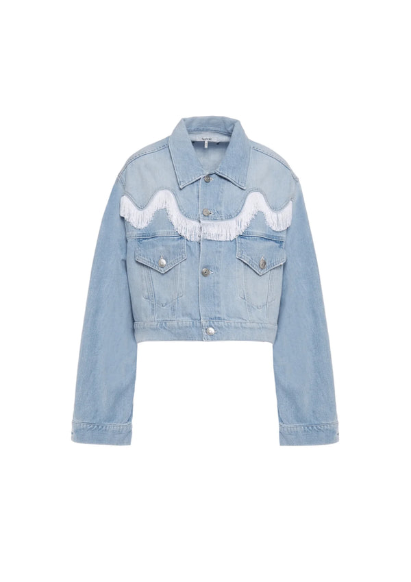 CROPPED FRINGED DENIM JACKET