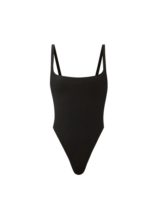 BLACK RIBBED BODYSUIT