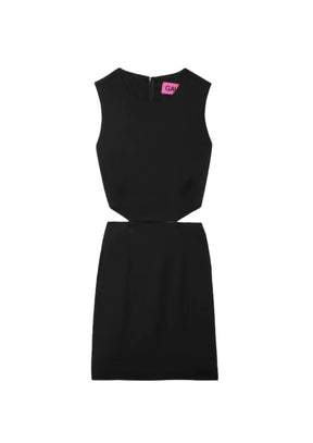 Schwarzes Dinya Ausschnitt Mini Kleid