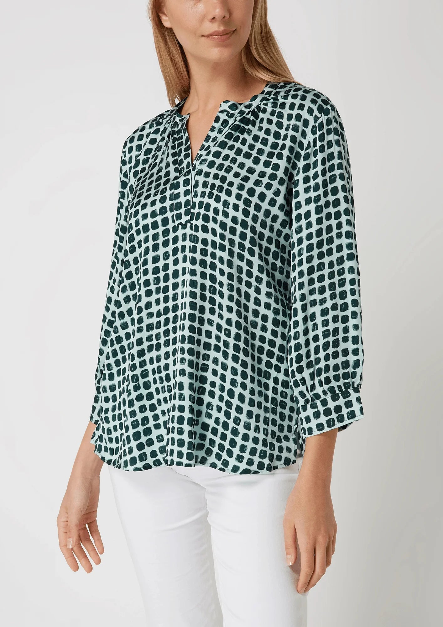 GREEN PRINTED BLOUSE