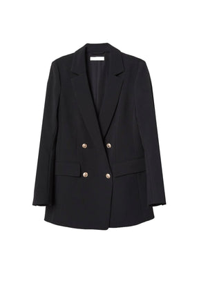 BLACK DOUBLE-BREASTED BLAZER