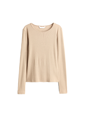 BEIGE RIBBED TOP