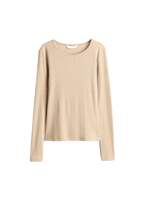 BEIGE RIBBED TOP