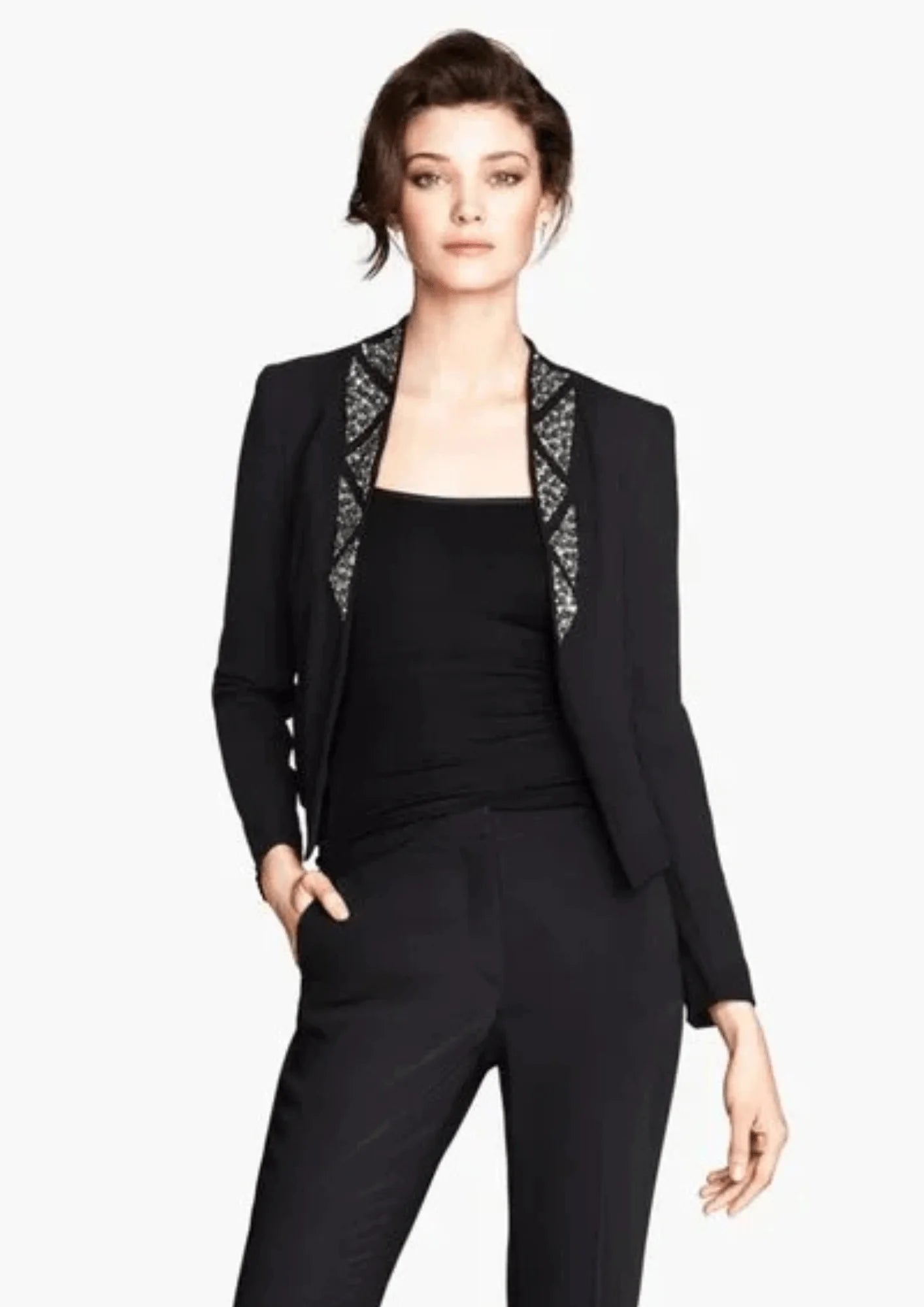 BLACK BEADED OPEN BLAZER