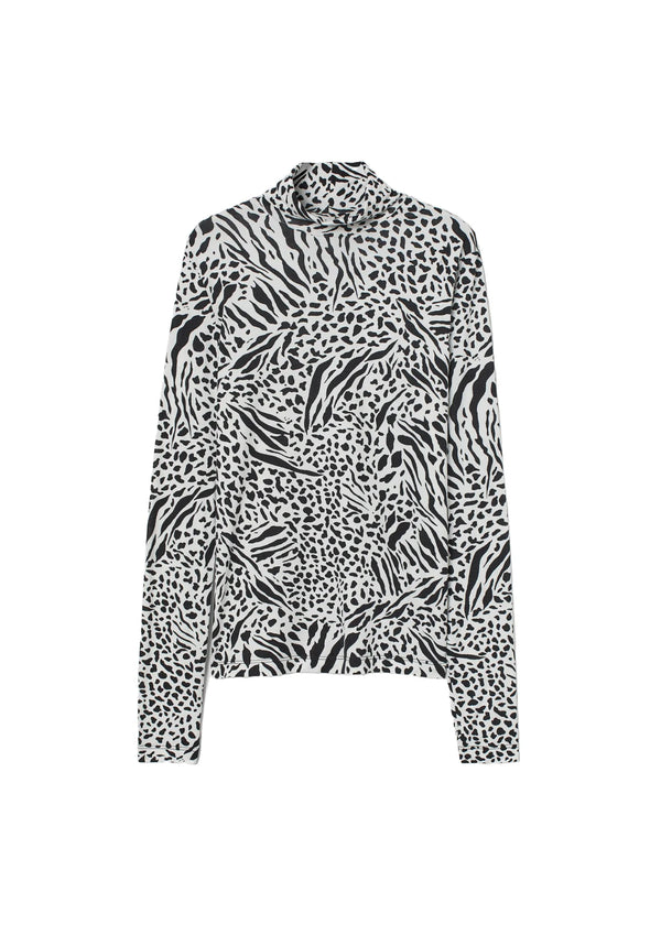 CHEMISE À COL ROULÉ NOIRE ET BLANCHE