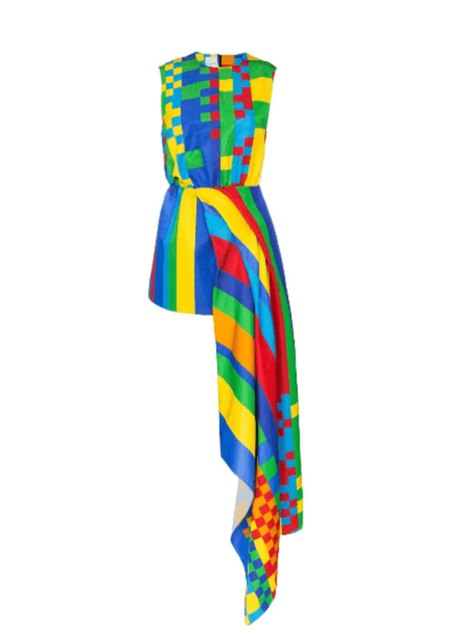 ASYMMETRICAL MULTICOLOR DRESS