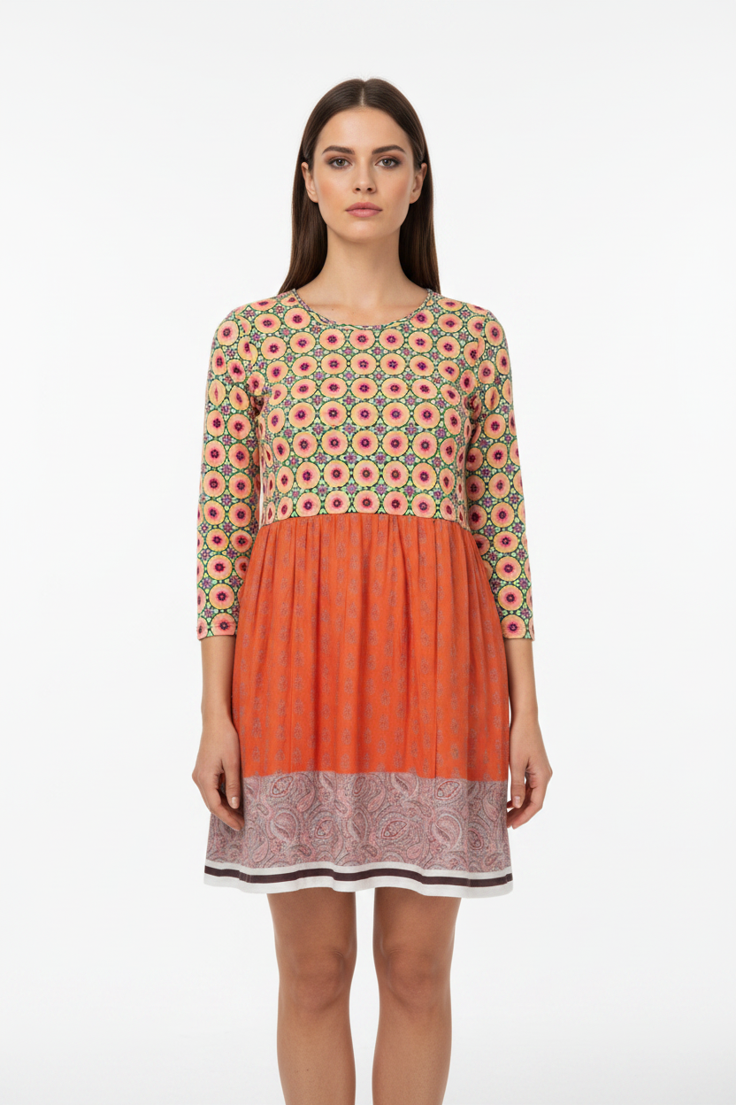 MULTICOLORED FLORAL TUNIC DRESS