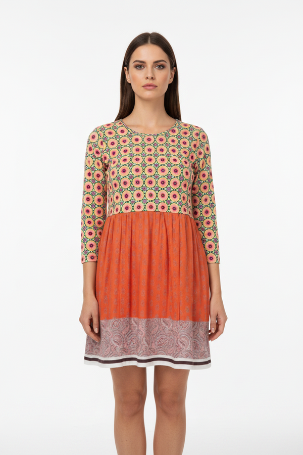 MULTICOLORED FLORAL TUNIC DRESS