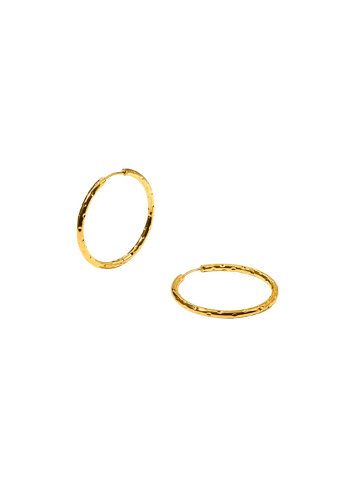 GOLD TEXTURED HOOP EARRINGS