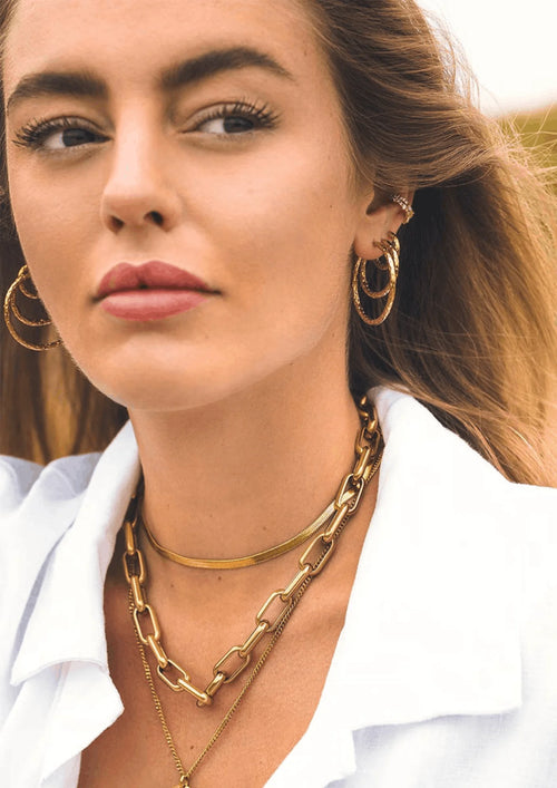 14K GOLD TEXTURED HOOP EARRINGS