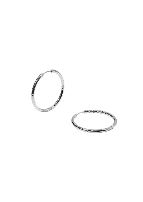 SILVER TEXTURED HOOP EARRINGS