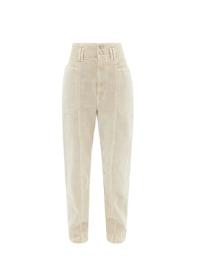 Beige hohe Taillenjeans