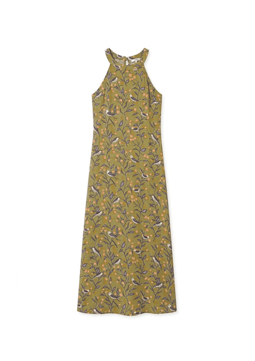 GREEN PRINTED MIDI DRESS