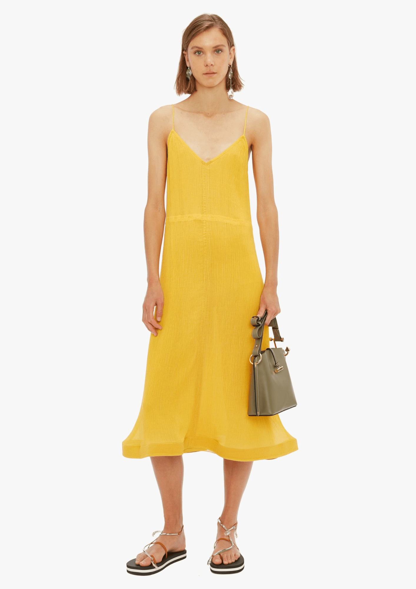 MARIGOLD TRUMPET HEM PLEAT DRESS