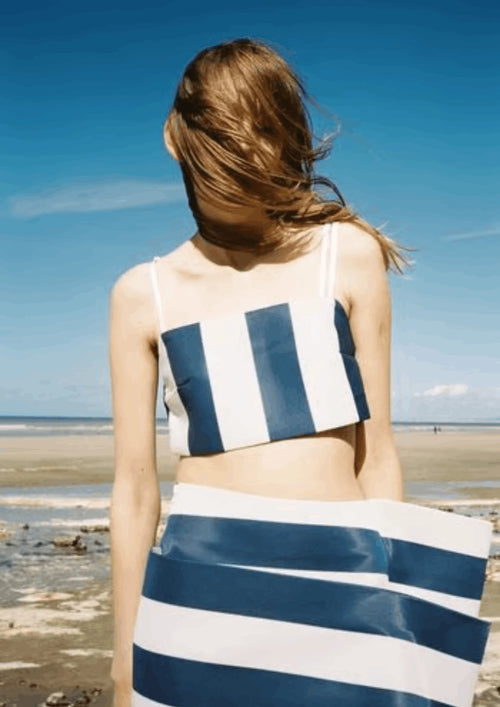BLUE STRIPED CROP TOP