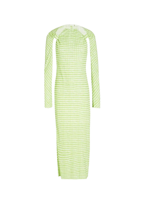 Green Nodi Gingham Ausschnitt Midi Kleid