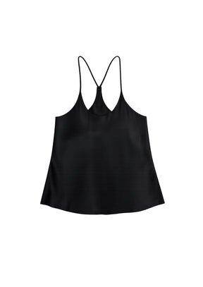 BLACK SILK SLEEVELESS TOP