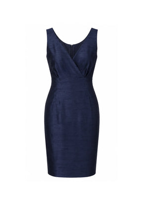 NAVY SCRATCHED MIDI DRESS