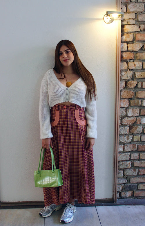 RUFFLED WOOL-JACQUARD MIDI SKIRT